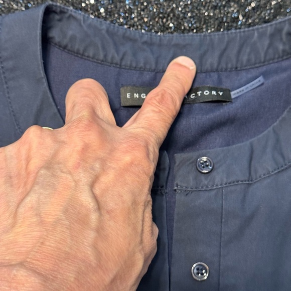 English Factory Navy Tiered Dress with Scalloped Trim - Picture 7 of 10